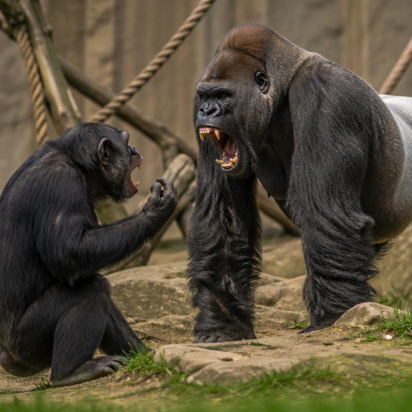 Kampf der Intelligenz: Schimpanse vs. Gorilla
