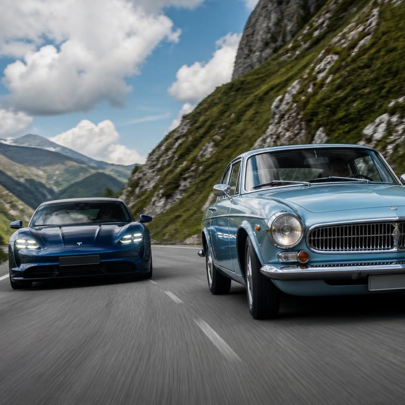 Oldtimer gegen Elektroflitzer: Wer hat die Nase vorn?